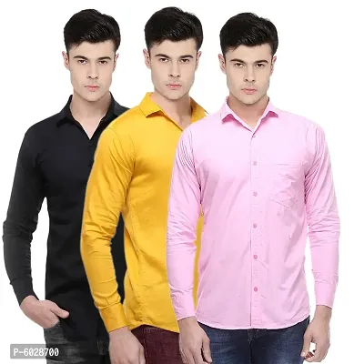 Pack Of 3 Cotton Shirts For Men-thumb0