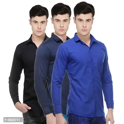 Pack Of 3 Cotton Shirts For Men-thumb0