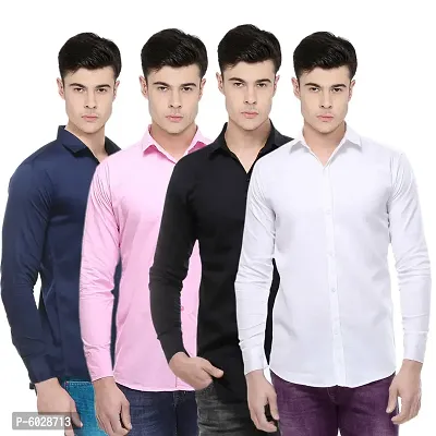 Pack Of 4 Cotton Shirts For Men-thumb0