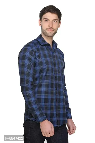 Blue Check shirt For Men-thumb3