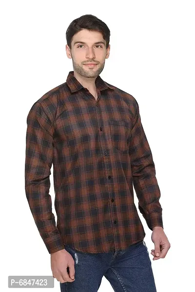 Brown Check shirt For Men-thumb3