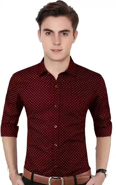 MensRegular Fit Full Sleeve Casual Wear Dot Shirt