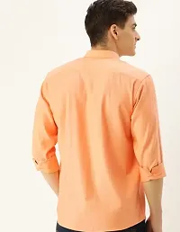 Reliable Peach Cotton Solid Long Sleeves Casual Shirt For Men-thumb3