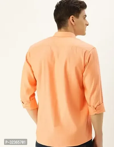 Reliable Peach Cotton Solid Long Sleeves Casual Shirt For Men-thumb4