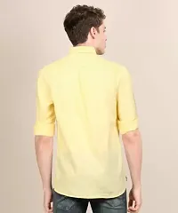 Reliable Yellow Cotton Solid Long Sleeves Casual Shirt For Men-thumb3