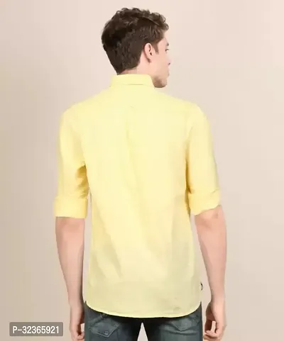 Reliable Yellow Cotton Solid Long Sleeves Casual Shirt For Men-thumb5