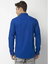 Reliable Blue Cotton Solid Long Sleeves Casual Shirt For Men-thumb3