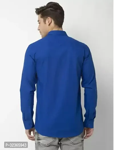 Reliable Blue Cotton Solid Long Sleeves Casual Shirt For Men-thumb5