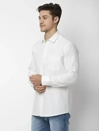 Reliable White Cotton Solid Long Sleeves Casual Shirt For Men-thumb1