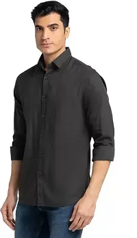 Reliable Black Cotton Solid Long Sleeves Casual Shirt For Men-thumb4