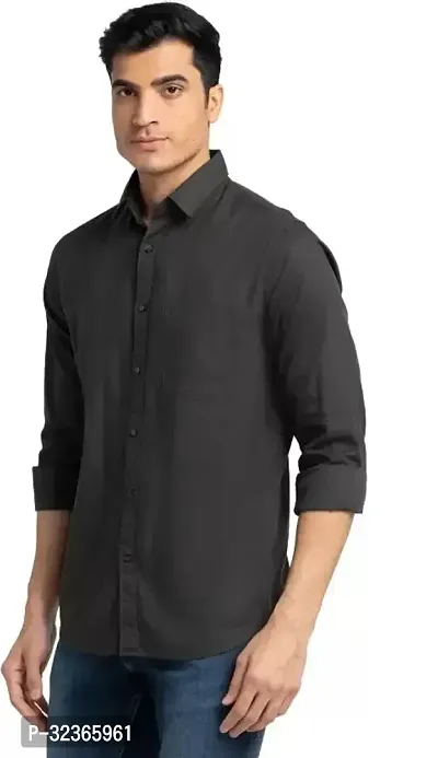 Reliable Black Cotton Solid Long Sleeves Casual Shirt For Men-thumb5