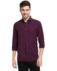 Reliable Purple Cotton Solid Long Sleeves Casual Shirt For Men-thumb3