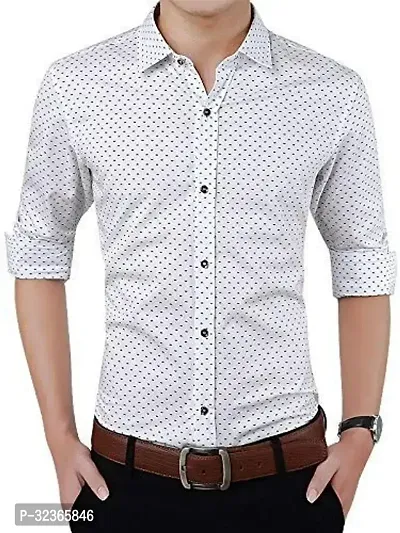 Reliable White Cotton Printed Long Sleeves Casual Shirt For Men-thumb0