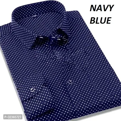 Reliable Navy Blue Cotton Printed Long Sleeves Casual Shirt For Men