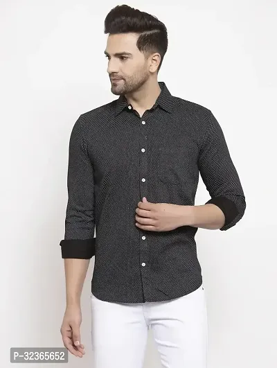 Reliable Black Cotton Printed Long Sleeves Casual Shirt For Men-thumb4