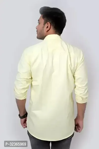 Reliable Yellow Cotton Solid Long Sleeves Casual Shirt For Men-thumb2