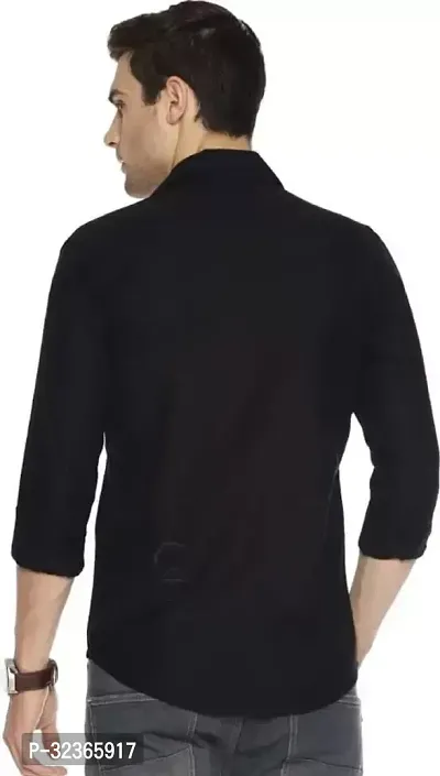 Reliable Black Cotton Solid Long Sleeves Casual Shirt For Men-thumb3