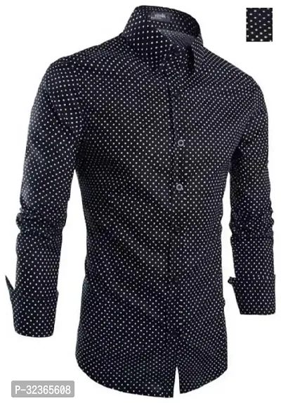 Reliable Black Cotton Printed Long Sleeves Casual Shirt For Men