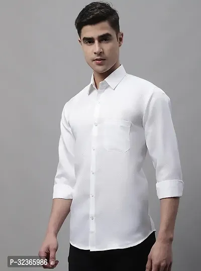 Reliable White Cotton Solid Long Sleeves Casual Shirt For Men-thumb0