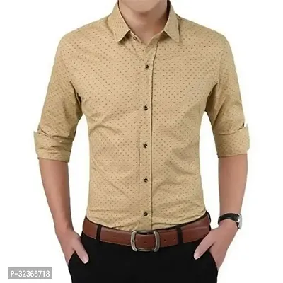 Reliable Beige Cotton Blend Printed Long Sleeves Casual Shirt For Men