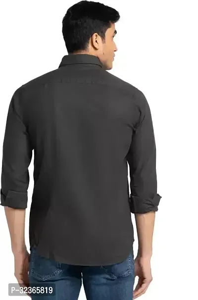 Reliable Black Cotton Solid Long Sleeves Casual Shirt For Men-thumb4