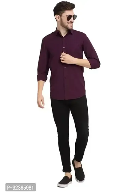 Reliable Purple Cotton Solid Long Sleeves Casual Shirt For Men