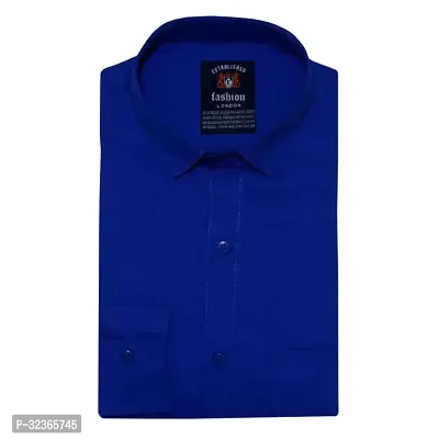 Reliable Blue Cotton Solid Long Sleeves Casual Shirt For Men-thumb0