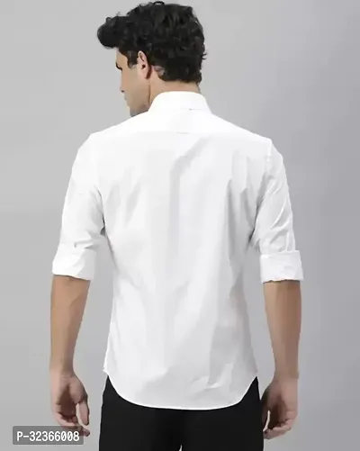 Reliable White Cotton Solid Long Sleeves Casual Shirt For Men-thumb3