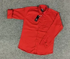 Reliable Red Cotton Solid Long Sleeves Casual Shirt For Men-thumb4