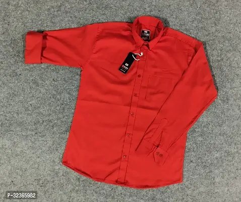 Reliable Red Cotton Solid Long Sleeves Casual Shirt For Men-thumb5