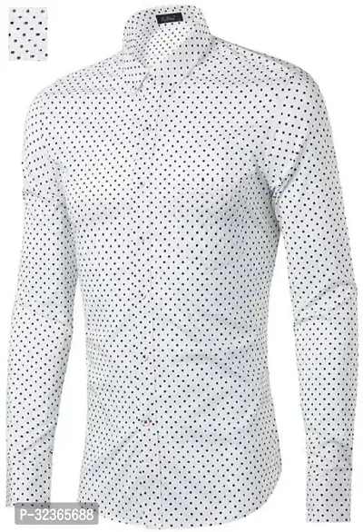 Reliable White Cotton Printed Long Sleeves Casual Shirt For Men-thumb0