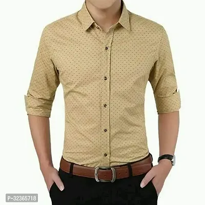 Reliable Beige Cotton Blend Printed Long Sleeves Casual Shirt For Men-thumb2