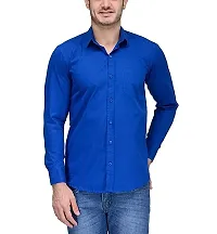 Reliable Blue Cotton Solid Long Sleeves Casual Shirt For Men-thumb3