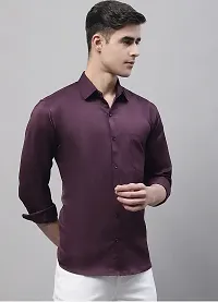 Reliable Purple Cotton Solid Long Sleeves Casual Shirt For Men-thumb2