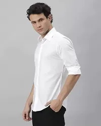 Reliable White Cotton Solid Long Sleeves Casual Shirt For Men-thumb3