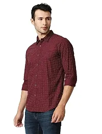 Reliable Maroon Cotton Blend Printed Long Sleeves Casual Shirt For Men-thumb1