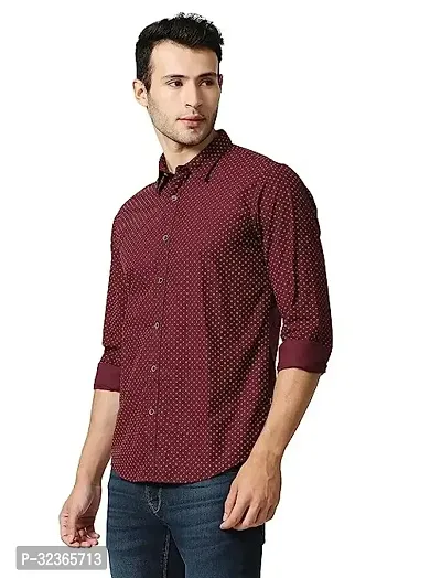 Reliable Maroon Cotton Blend Printed Long Sleeves Casual Shirt For Men-thumb2