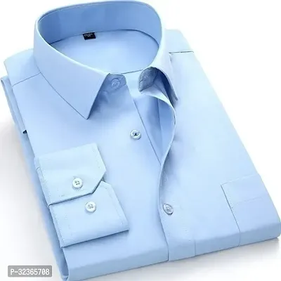 Reliable Blue Cotton Solid Long Sleeves Casual Shirt For Men-thumb0