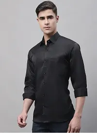 Reliable Black Cotton Solid Long Sleeves Casual Shirt For Men-thumb1