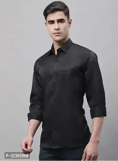 Reliable Black Cotton Solid Long Sleeves Casual Shirt For Men-thumb2