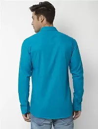 Reliable Blue Cotton Solid Long Sleeves Casual Shirt For Men-thumb1