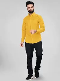 Reliable Golden Cotton Solid Long Sleeves Casual Shirt For Men-thumb4