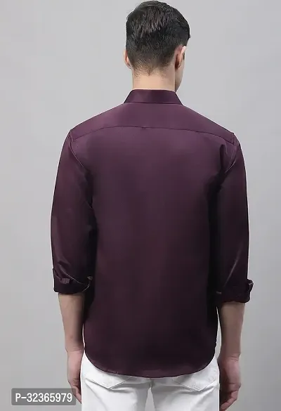 Reliable Purple Cotton Solid Long Sleeves Casual Shirt For Men-thumb4