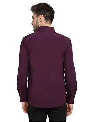 Reliable Purple Cotton Solid Long Sleeves Casual Shirt For Men-thumb2