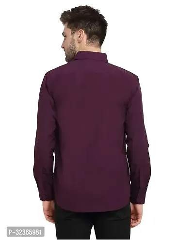 Reliable Purple Cotton Solid Long Sleeves Casual Shirt For Men-thumb3