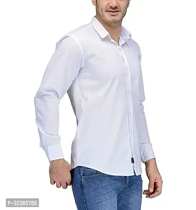 Reliable White Cotton Solid Long Sleeves Casual Shirt For Men-thumb2