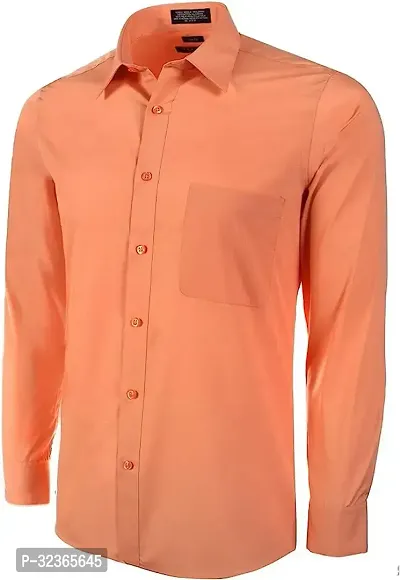 Reliable Orange Cotton Solid Long Sleeves Casual Shirt For Men-thumb2