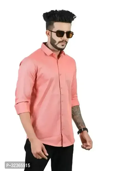 Reliable Red Cotton Solid Long Sleeves Casual Shirt For Men-thumb2