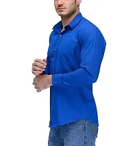 Reliable Blue Cotton Solid Long Sleeves Casual Shirt For Men-thumb2