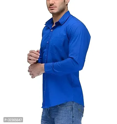 Reliable Blue Cotton Solid Long Sleeves Casual Shirt For Men-thumb3